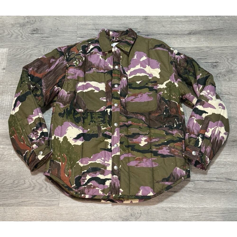 BDG Urban Outfitters Mens Quilted Shirt Jacket All Over Print S Thick Warm EUC